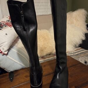 Franco Sarto Black Leather Lace-Up Boots